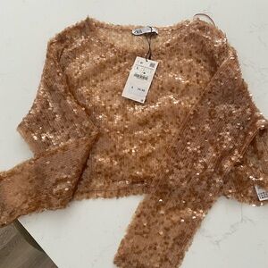 Zara Gold Sequin Top